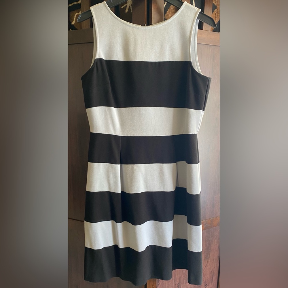 Loft Baby Blue and Black Stripes Dress, Size 8